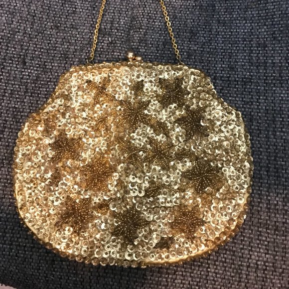 Vintage Gold Beaded Sequins Clutch Purse - Picture 4 of 4